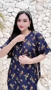 Daster Wanita Busui Lengan Pendek Plisket Premium Motif Kekinian Terbaru 2024 | Dress Viral Tiktok
