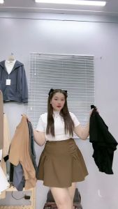 Chân váy ngắn bigsize nữ dáng bồng khóa kéo sau cách điệu nhún phồng có lót trong chất vải tây đứng form-CV401