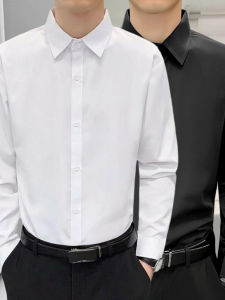 เสื้อเชิ้ตผู้ชายแขนยาว ทรงหลวม ทรงปกติ ผ้าโพลีเอสเตอร์ ไม่ต้องรีด สำหรับใส่ไปทำงาน งานปาร์ตี้ งานแต่งงาน ลำลอง ลำลอง ลำลอง