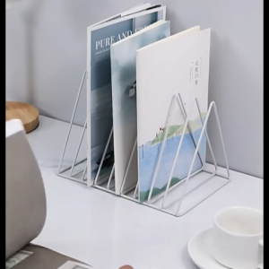 Triangular Metal LP Vinyl Record Rack Desktop Organizer Holder for Records Magazines Books Home Office Storage