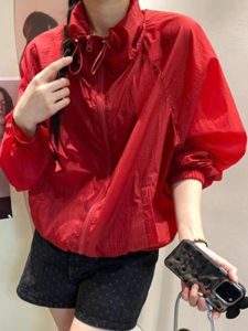 เสื้อแจ็คเก็ตกันแดดแขนยาวสไตล์เกาหลี ทรงหลวม ทรงสั้น สไตล์ลำลอง สำหรับผู้หญิงในฤดูร้อน 2025 เสื้อคลุมกันหนาวแบบสวมหัว