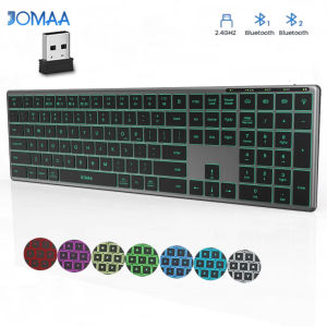 Backlight Bluetooth Keyboard Multi-Device Full Size Wireless Keyboard with Number PadRechargeable Slim Multimedia Keyboard