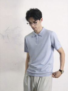 MUZHIBAIXIAOT | Mulberry Silk Machine Washable Polo Shirt Short Sleeve