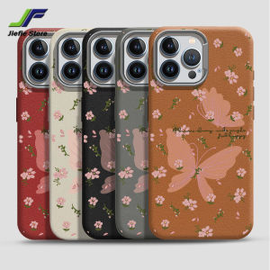 เคส JieFie สำหรับ VIVO Y20 Y20S Y20i Y20T Y12S Y12A V2043เคสโทรศัพท์ Y3S V2026ที่ V2027 V2028 V2029 V2042 Y20A หนังหรูหราผีเสื้อดอกไม้สีชมพูเคสโทรศัพท์มือถือซองนุ่มกันกระแทก