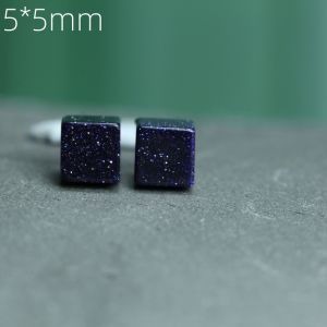 ต่างหูทรงสี่เหลี่ยมจากโลหะสังกะสีแท้ S925 พร้อมหินสีฟ้า Star Blue ต่างหูแบบห่วงแบบใหม่สำหรับผู้หญิง