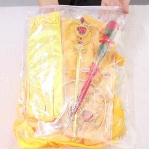 Yellow Princess Dress Halloween Cosplay Costumes Beauty and The Beast Kid Dress For 2-10Y Girls Birthday Party Children Clothing