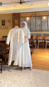 Dhira Bordir Dress Abaya 2 in 1 Ceruty Babydoll