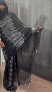 Trending Black Zip & Go Sequin Saree Ready-to-Wear Black Sequin Zip Saree