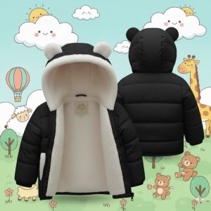 Jaket Musim Dingin Anak Laki-Laki Perempuan Kupluk Telinga Beruang/Jaket anak  Jaket bayi  Jaket musim dingin anak  Jaket winter anak  Jaket beruang  Jaket hoodie telinga beruang  Jaket puffer anak  Jaket bulu domba anak  Mantel anak  Baju hangat bayi  Ja
