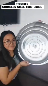 Flat Circular Strainer Big Colander Malaki Salaan Food Strainer Stainless Steel