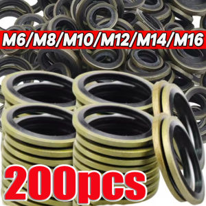 200PCS Car Oil Drain Plug Gasket Metal Rubber Bonded Washer for M6 M8 M10 M12 M14 M16 Combined Washer Sealing Ring Fasteners