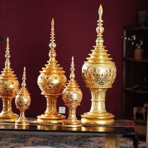 เครื่องประดับเจดีย์ไทยประดับ งานฝีมือ ไม้เนื้อแข็ง ขุด เจดีย์ เก็บของ โรงแรม โฮมสเตย์ ร้านนวด Softload ห้างสรรพสินค้า บูชาตกแต่ง