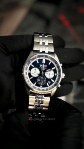 Jam Tangan Pria Seiko Chronograph SSB427P1 Reverse Blue Panda Dual Tone Dial Stainless Steel Strap