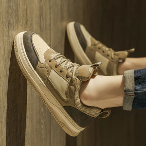 Fall Mens Shoes 2025 New Trendy Retro Versatile Casual Board Shoes Leather Surface Soft Bottom Heightening Sports Trend Shoes