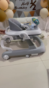 Beige Baby Walker Foldable Push Handle Walker for Baby Trolley Walker With Music Push Walker for Baby
