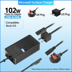 Microsoft Surface 102W 15V 6.33A  Power Adapter Original Surface Charger For  Surface Book 2/3 Surface Laptop 2/3 Surface Pro7 Pro7+ Pro8 Pro9