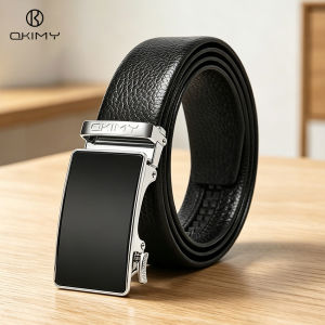 OKIMY Men’s Belt Business Leisure Belt Stylish Automatic Buckle Belt Second-layer Cowhide Waistband Length Can Be Cut Youth Belt Stylish Simple Nice Waistband Durable Belt
