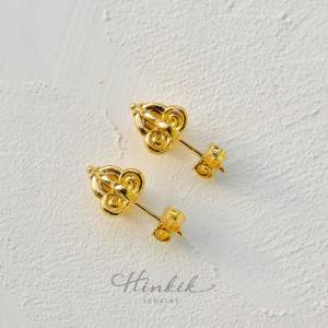 ต่างหู ดอกรัก ปักก้าน ก้านเงินแท้ 925 ชุบโรสโกลด์ ชุบทอง 18K สไตล์ไทย