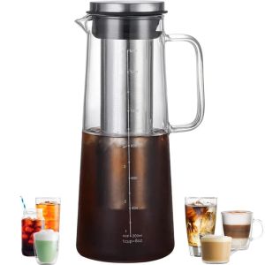 Leeseph Airtight Cold Brew Iced Coffee Maker and Tea Infuser - 1.0L / 34oz Glass Carafe with Removable Stainless Steel Filter