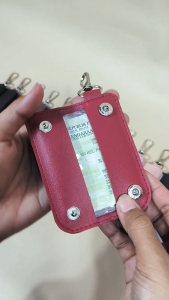 Dompet STNK Round Gantungan Kunci Motor Mobil PU Leather Souvenir Free Grafir Nama atau Logo Kulit Sintetis Tebal 10 x 4 cm