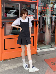 Micro Drunken Girlfriend Korean Style Loose Pleated Summer New Womens Miniature Strap Dress High Waist Vest Dress Midi Skirt