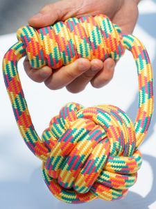 Interactive Cotton Rope Knot Ball Pet Toy for Medium to Large Dogs Teeth Cleaning Playful Self Entertaining Puppy Ball