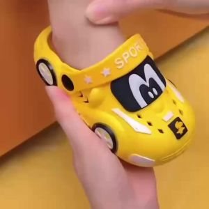 Cute Boys 3D Racing Car Clogs Non-Slip Quick-Dry Breathable Summer Slippers for Toddler Boys Indoor Outdoor Beach Play