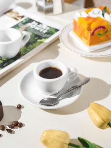 White Ceramic Espresso Cup Italian Style Concentrated Coffee Cup 50ml European Design Pure Color Coffee Utensils