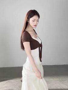 YIKEXIAOYEMEI | Chân Váy A-Line Cao Waisted Kết Hợp Mạng