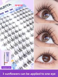 MONLEYTA | Natural仿真Flame Lower Eyelashes Segment Style Lazy Three Steps Single Cluster Transparent Stem