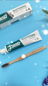 Kem đánh răng trắng răng thảo dược Grants 110g-2 tuýp-Đánh bật mảng bánhết ố vàng răng trắng sáng hơi thở thơm mát