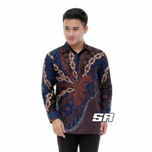KEMEJA BATIK PRIA LENGAN PANJANG SIZE M L XL  BSWART BatiK HRB026 Kenongo Hem Panjang Padi