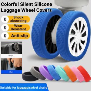 8 Pcs Colorful Silent Silicone Luggage Wheel Covers Trolley Case Silent Caster Sleeve  Suitcase Parts Suitcase Wheels Protector