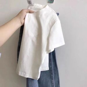 แฟชั่นเสื้อยืดผ้าฝ้ายสีแดงสําหรับสาวสบายๆสไตล์ฤดูร้อนการ์ตูนหมีพิมพ์เหงื่อดูดซับแขนสั้น Crewneck สําหรับเด็ก