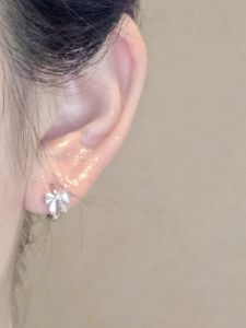 Elegant Butterfly Knot 925 Sterling Silver Zirconia Ear Cuffs Fine Designed Womens Fashion Jewelry Ear Decorations