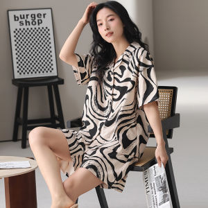 Miiow | Cat Lady Pure Cotton Short Sleeve Sleepwear Set For Women 7A Grade Antibacterial Spring Summer Home Clothes Outdoor Wearable Sweet Style