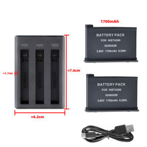 Battery Charger For 360 One X2 Battery 1700mAh Rechargeable Battery + LED Charger Accessories