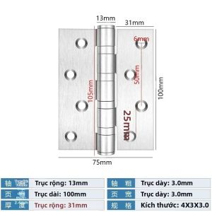 2 Chiếc Bản Lề Cửa Bằng Thép Không Gỉ Hạng Nặng 4 Inch Dày 3mm Có Khả Năng Chịu Tải Cao Giảm Tiếng Ồn Phụ Kiện Nội Thất Để Tăng Khả Năng Chịu Tải
