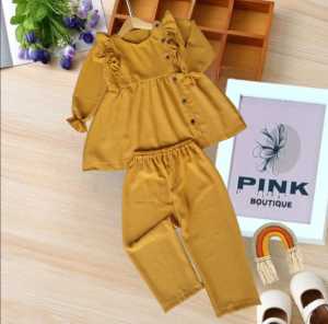 Setelan Anak Crinkle Airflow & Kancing Samping Usia 1-8 Tahun