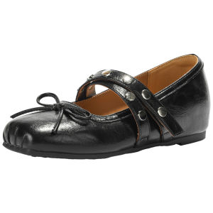 Josiny | Spring Black Studded Mary Jane Flats