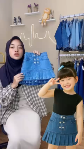 2-12tahun bawahan rok jeans anak perempuan model rempel trend fashion korea baju casual harian anak