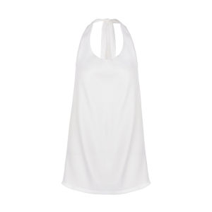 Halter Neck Lace-Up Style Unique White Camisole