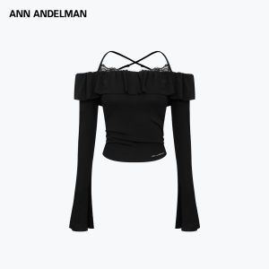 ANN ANDELMAN | Lace Halterneck Top Lace Flounce Sleeve