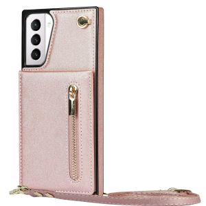 szhaiyu | Zipper Wallet Case for Samsung Galaxy S26 S25 FE S21 S22 S24 S25 Plus S26 Ultra Card Holder Lanyard Crossbody Leather Cover