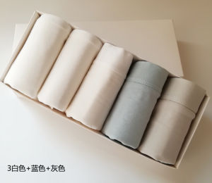 กางเกงชั้นในผ้าฝ้ายแท้เอวต่ำสำหรับผู้หญิง กางเกงชั้นในสตรีแบบระบายอากาศได้ดี สไตล์ INS สีขาว สีเนื้อ ชุดชั้นในเด็กสาว