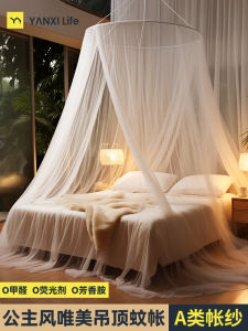 Antarctic People 2025 New Princess Style round Top Mosquito Net Bedroom No Installation Required Ceiling Hook Palace Court