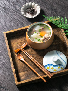 Japanese Style Ceramic Bowl with Lid for Baby Steamed Egg Soup Bowl round Shape Porcelain Underglaze Color Glazed Bowl for Infants