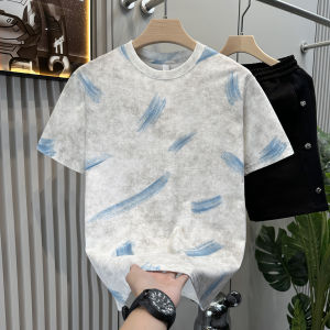 Designer Tie Dye Splatter Paint round Neck Short Sleeve T Shirt Luxury Cotton Feel Breathable Simple Summer Top for Men