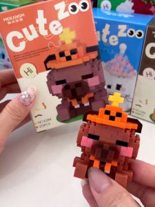 Mini Cute Animal Cartoon Nano Bricks Zoo Building Block Kid Toys Gifts Decoration Pet Capybara Cat Penguin Bricks卡皮巴拉积木