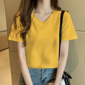 Super Popular Korean Style Top Clothes Stylish Niche Style Slim Looking with High Waist Loose-Fitting Pure Cotton Short Sleeves T-Shirt Womens Clothing Ins Trendy Summer